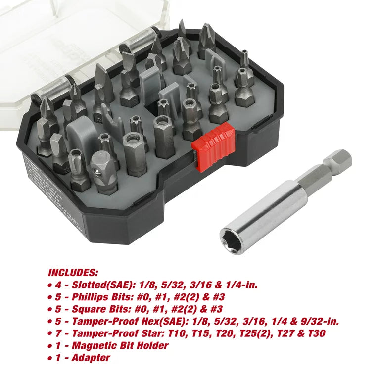 Hyper Tough 28-Piece Steel Screwdriver Bit Set with Storage Case